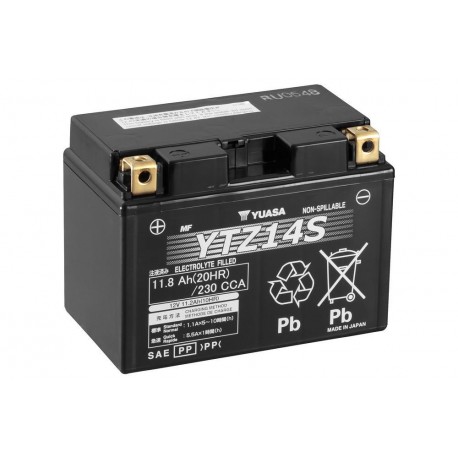 Batterie moto YUASA YTZ14S -  Plomb - 12V - 11.2Ah
