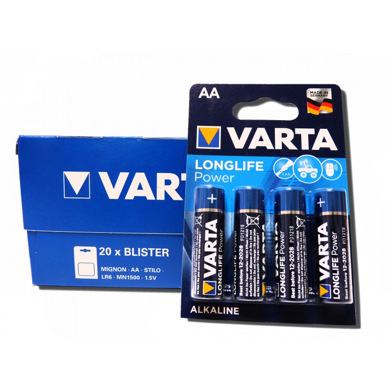 Blister de 4 piles alcalines VARTA LR6 - AA – 1,5 V Varta High Energy -  Piles