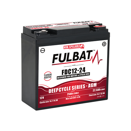Batterie FULBAT FDC12-24 - Deep Cycle AGM Carbone - 12V - 22.6Ah