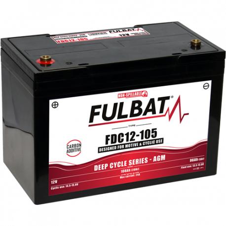 Batterie FULBAT FDC12-105 - Deep Cycle AGM Carbone - 12V - 105Ah